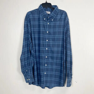 NEW Stantt Essentials Shirt Men XXL Blue Plaid Trim Button Down Long Sleeve NWOT